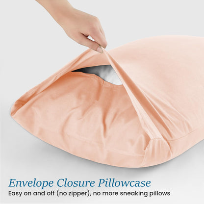 Standard (20x26) Pillow Cases - Pack of 2 - Envelope Closure - Soft 600-TC Egyptian Cotton Fabric - Pillow Covers Standard Pillow Cases 20x26 Inches (Solid, Peach)
