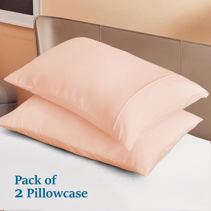 Standard (20x26) Pillow Cases - Pack of 2 - Envelope Closure - Soft 600-TC Egyptian Cotton Fabric - Pillow Covers Standard Pillow Cases 20x26 Inches (Solid, Peach)