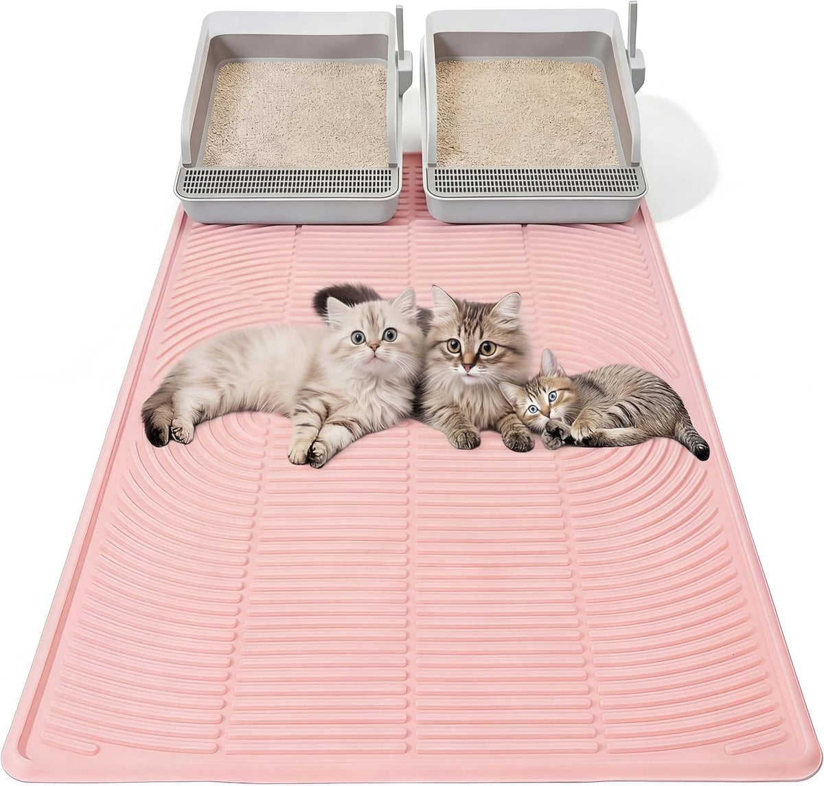 Pink 40"x 28" Cat Litter Mat Extra Large Waterproof Litter Box Mat Kitten Pet Trapping Rug Pad Easy to Clean Trapping Pad to Keep The Floor Clean for Multiple Pets Indoor Floor