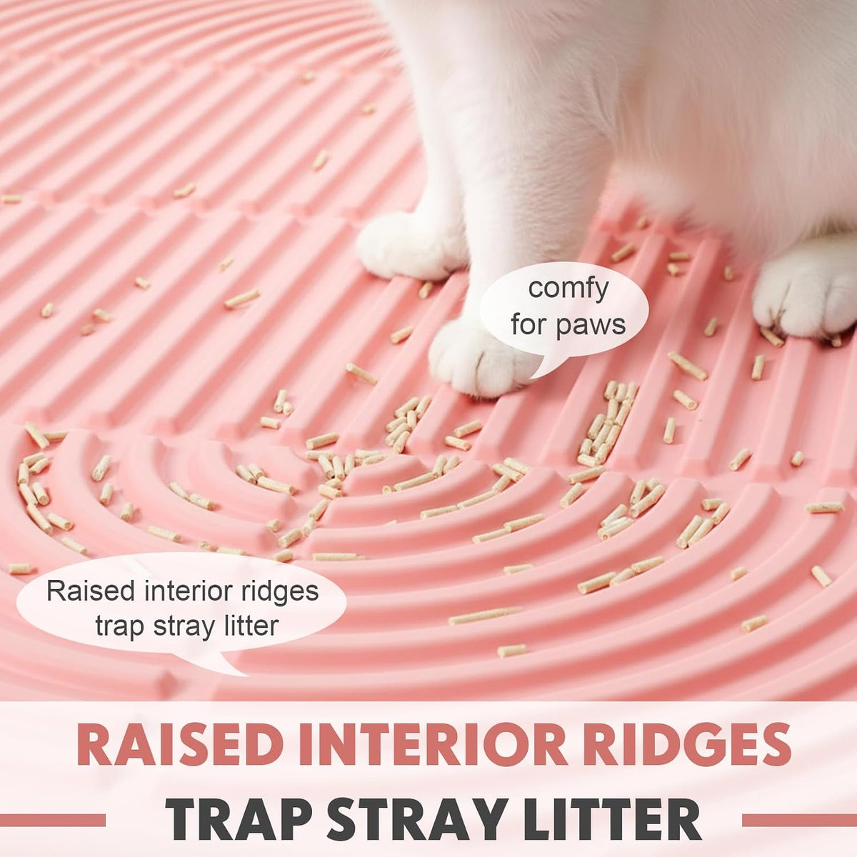 Pink 40"x 28" Cat Litter Mat Extra Large Waterproof Litter Box Mat Kitten Pet Trapping Rug Pad Easy to Clean Trapping Pad to Keep The Floor Clean for Multiple Pets Indoor Floor