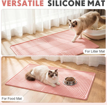 Pink 40"x 28" Cat Litter Mat Extra Large Waterproof Litter Box Mat Kitten Pet Trapping Rug Pad Easy to Clean Trapping Pad to Keep The Floor Clean for Multiple Pets Indoor Floor