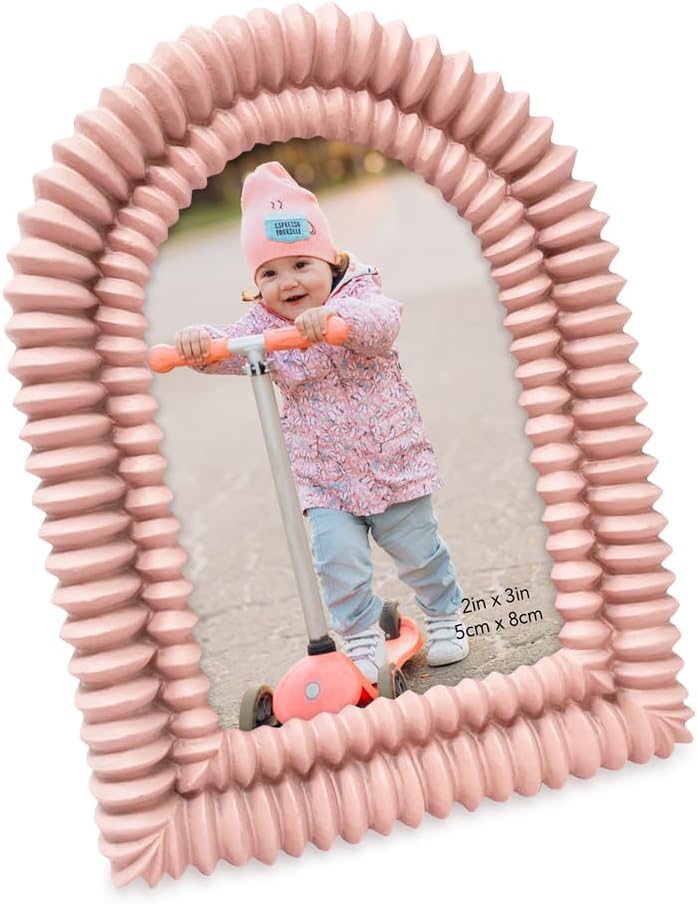 2x3 Matte Blush Double Bead Arch Photo Frame w/Easel