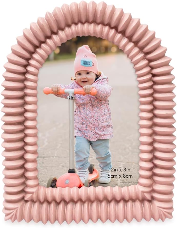 2x3 Matte Blush Double Bead Arch Photo Frame w/Easel