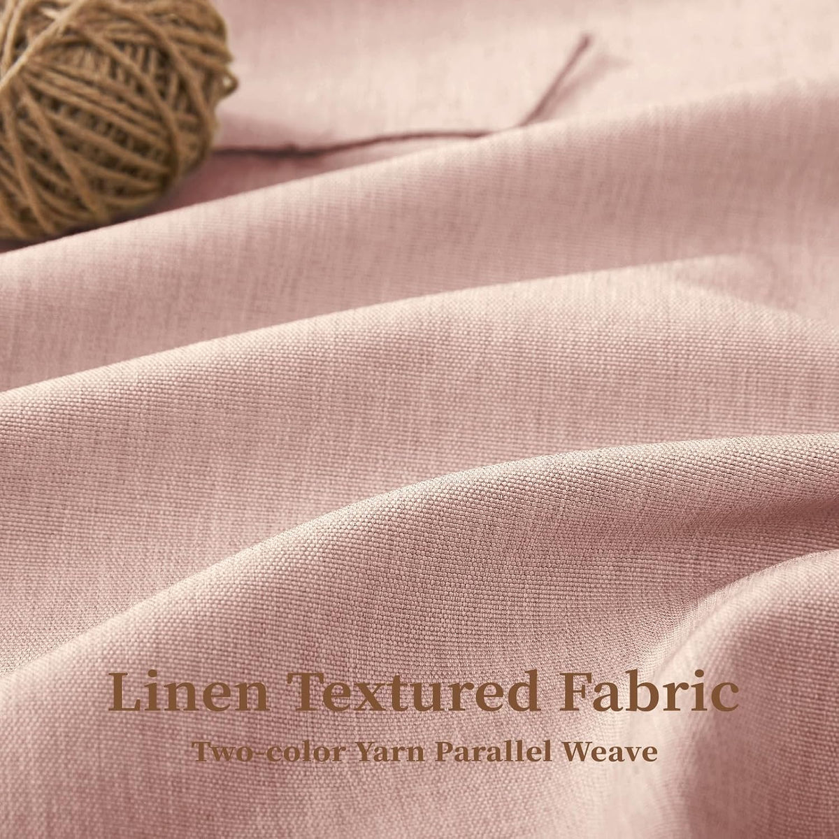 BTTN 72x78 Boho Scalloped Linen Textured Cloth , Blush Pink