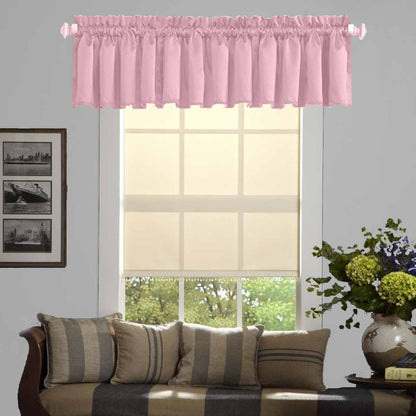 Pink Valance for Windows Kitchen Valance Room Darkening Valances for Living Room 52" W X 18" L Rod Pocket Small Window Valance, 1 Panel Set