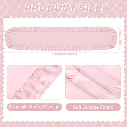 Pink Ruffled Table Runner 118 inch Scalloped Farmhouse Kitchen Table Decor