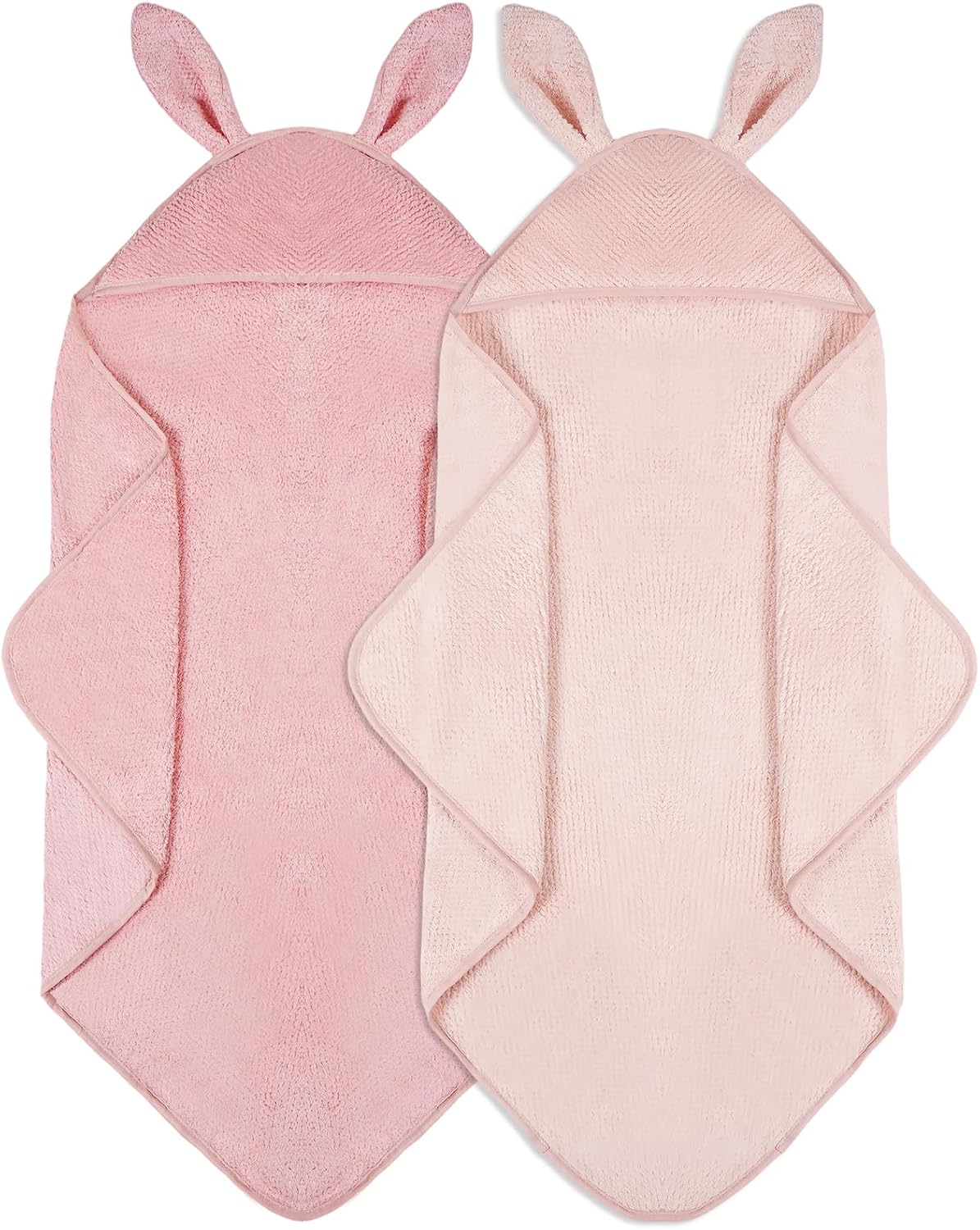 Baby Hooded Towel 2 Pack Bath Towels for Newborn with Animal Design Shower Essentials for Baby Girl Boy and Toddler (Blush Pink & Pink, Medium)