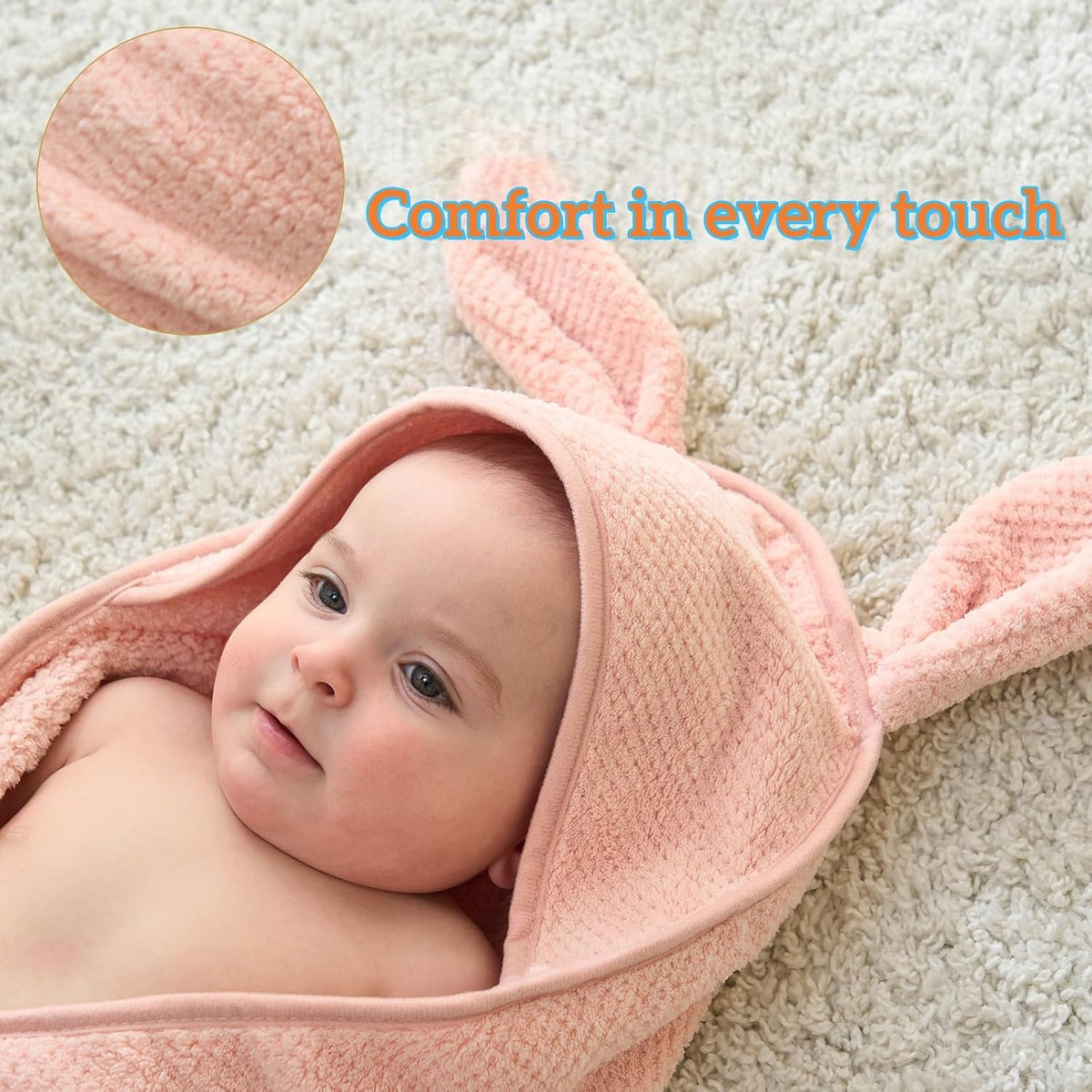 Baby Hooded Towel 2 Pack Bath Towels for Newborn with Animal Design Shower Essentials for Baby Girl Boy and Toddler (Blush Pink & Pink, Medium)