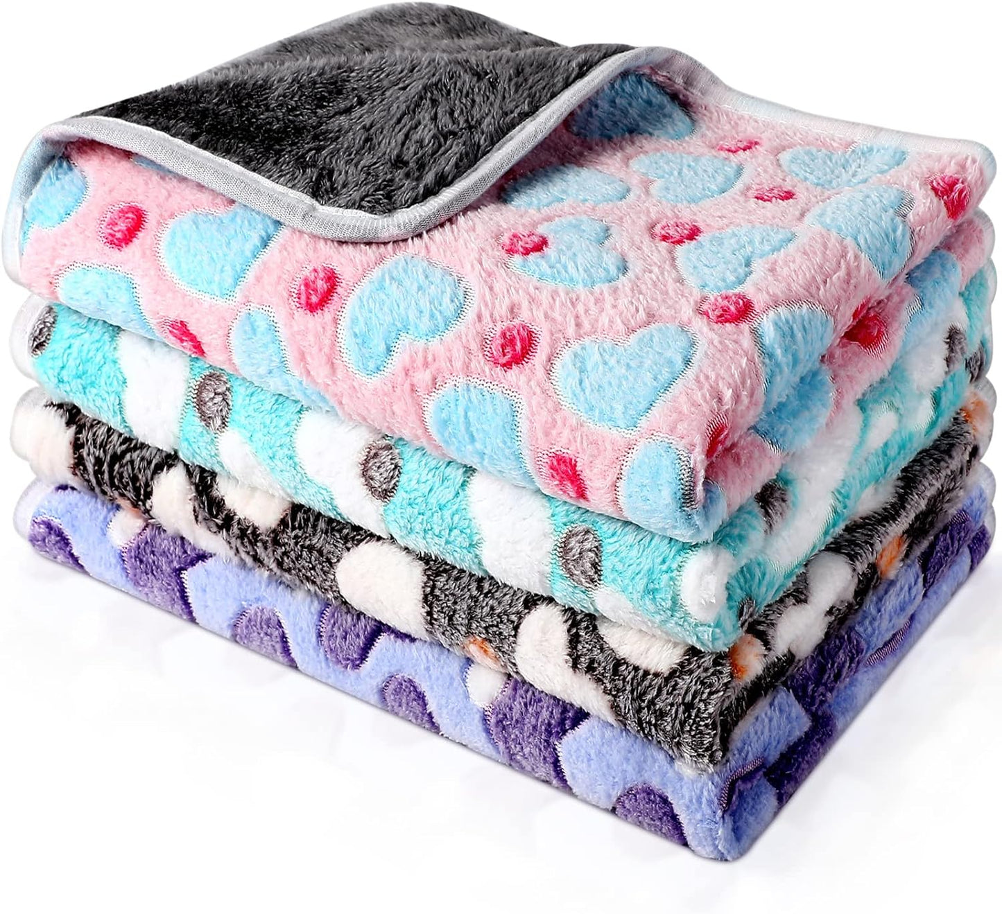 Reginary 4 Pcs Waterproof Guinea Pig Blankets Washable Small Animal Fleece Bedding Absorbent Guinea Pig Cage Liners Reusable Training Pee Pad Pet Sleep Mat for Hamster(Heart Pattern,12 x 12 Inch)
