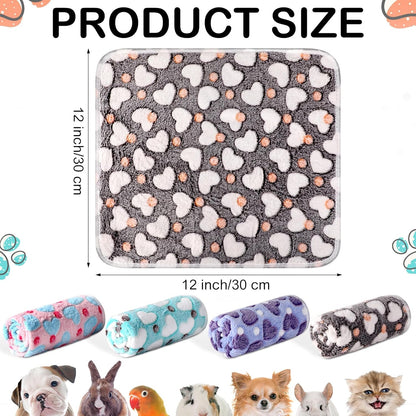 Reginary 4 Pcs Waterproof Guinea Pig Blankets Washable Small Animal Fleece Bedding Absorbent Guinea Pig Cage Liners Reusable Training Pee Pad Pet Sleep Mat for Hamster(Heart Pattern,12 x 12 Inch)