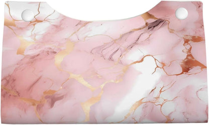 Tissue Box Cover Pink Rose Gold Marble Print Rectangle PU Leather Tissue Box Holder for Car Bathroom Bedroom Desk Tabletop Decor