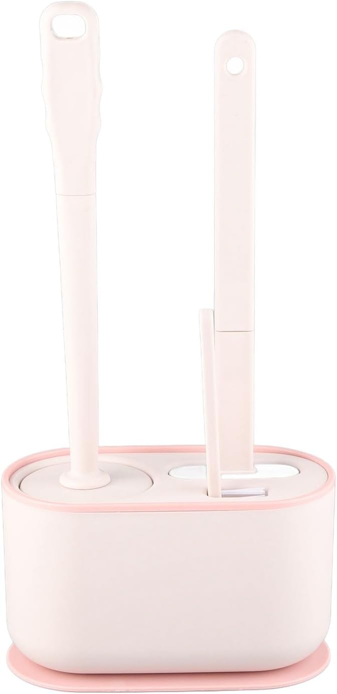 Toilet Brush Set, Bathroom Accessories, Toilet Bowl Cleaners, Deep Cleansing Multifunctional Hanging Toilet Brush Set for Bathroom(Cherry Blossom Pink)