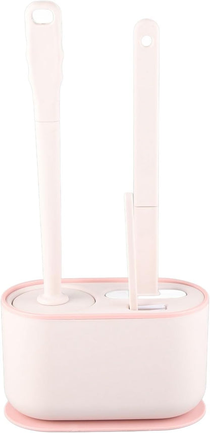 Toilet Brush Set, Bathroom Accessories, Toilet Bowl Cleaners, Deep Cleansing Multifunctional Hanging Toilet Brush Set for Bathroom(Cherry Blossom Pink)