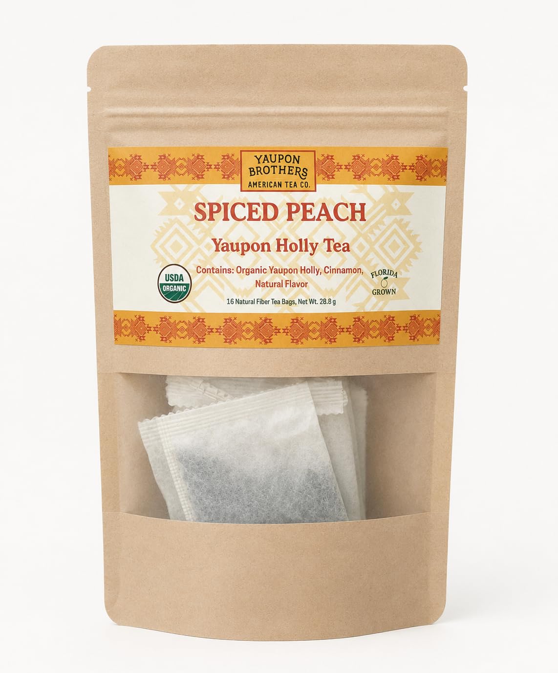 Yaupon Brothers Spiced Peach Yaupon Tea, Organic, 16 Tea Bags