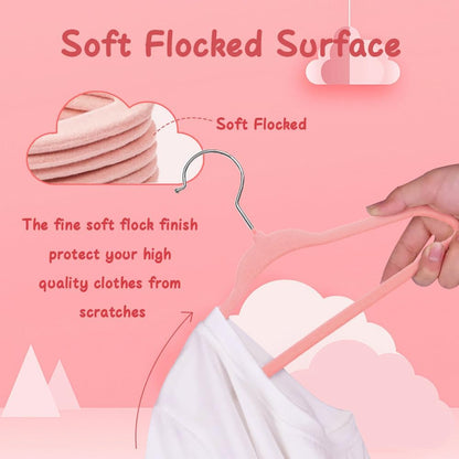 Baby Velvet Hangers 16 Pack Non-Slip Felt Hangers Pink