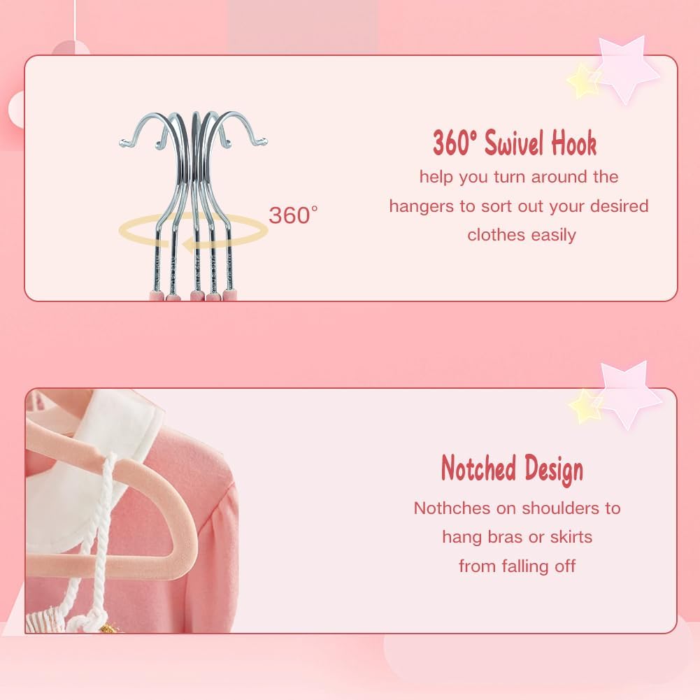 Baby Velvet Hangers 16 Pack Non-Slip Felt Hangers Pink