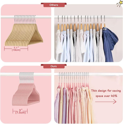 Baby Velvet Hangers 16 Pack Non-Slip Felt Hangers Pink
