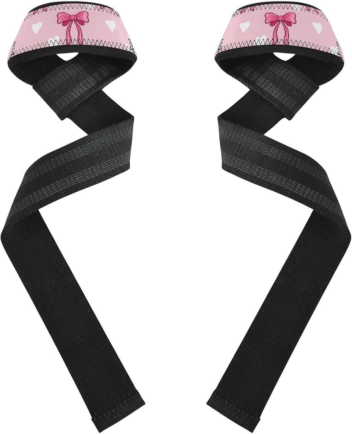 Cute Pink Bows Lifting Straps for Weightlifting,Wrist Straps with Thick Neoprene Padding,Pro Heavy Duty Gym Wrist Wraps for Powerlifting, Bodybuilding & Strength Training