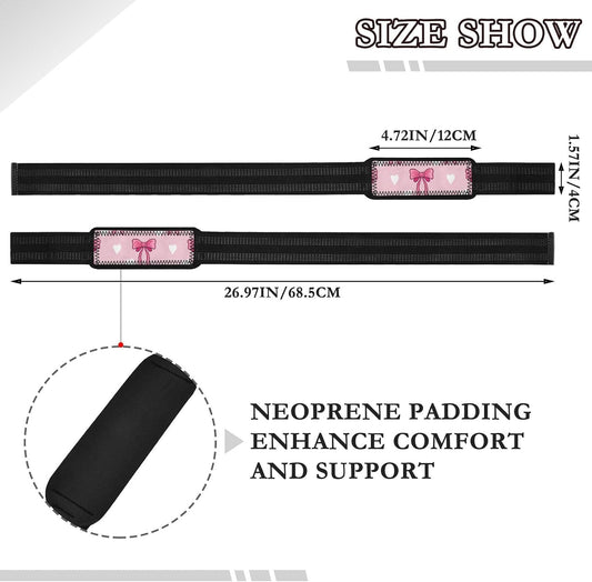 Cute Pink Bows Lifting Straps for Weightlifting,Wrist Straps with Thick Neoprene Padding,Pro Heavy Duty Gym Wrist Wraps for Powerlifting, Bodybuilding & Strength Training