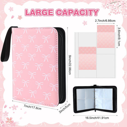 Kpop Card Binder 4 Pocket 440 Cards, Pink Bow