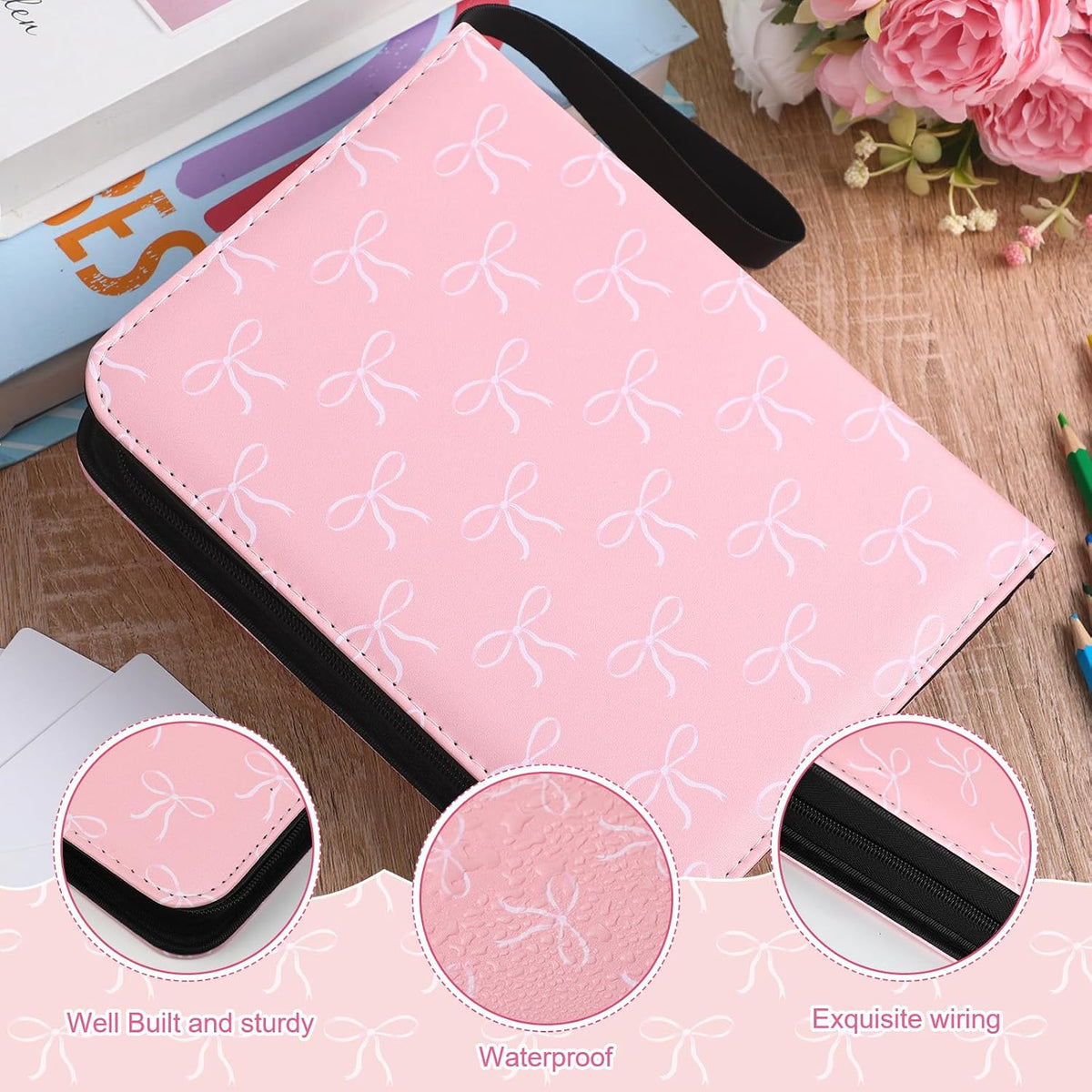 Kpop Card Binder 4 Pocket 440 Cards, Pink Bow