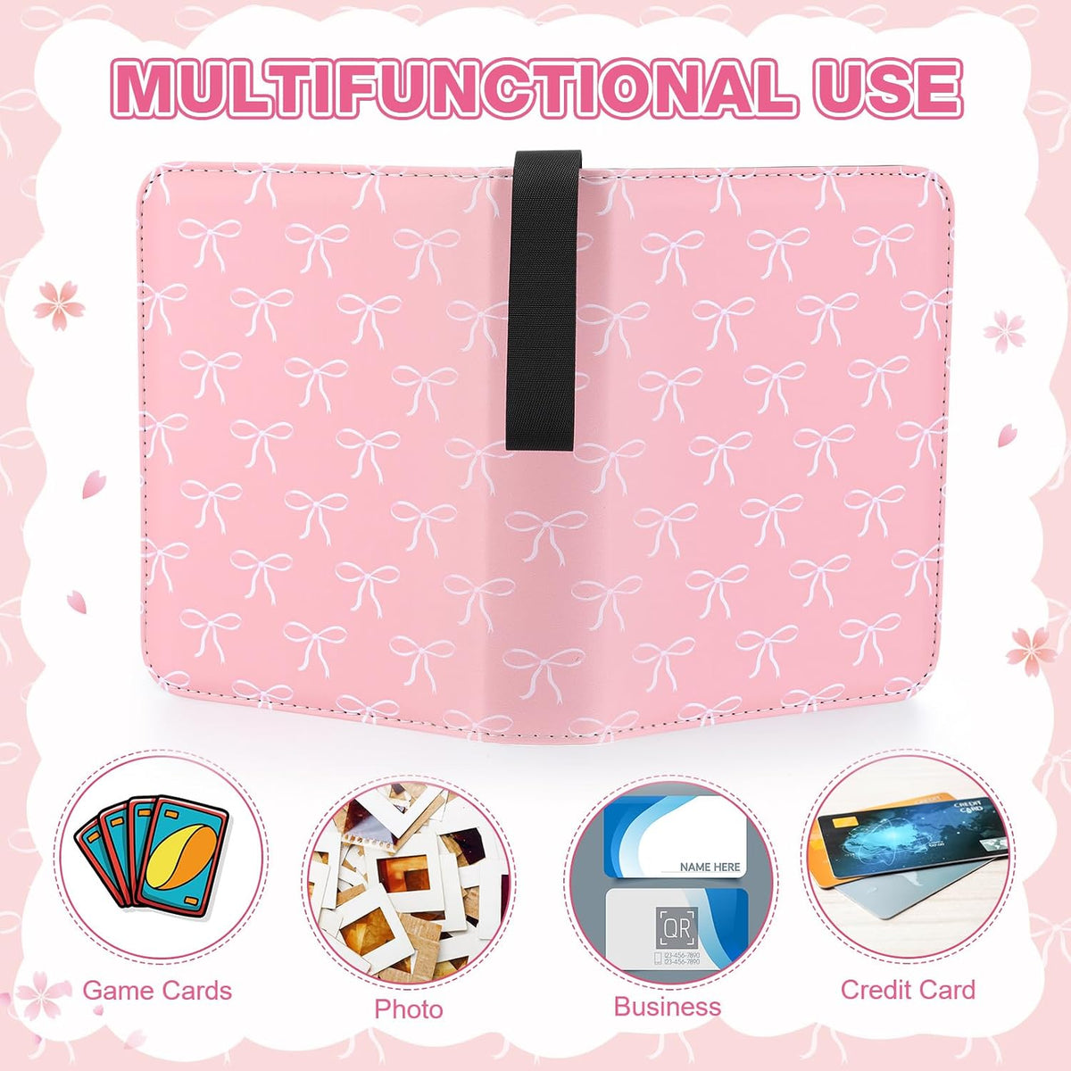 Kpop Card Binder 4 Pocket 440 Cards, Pink Bow