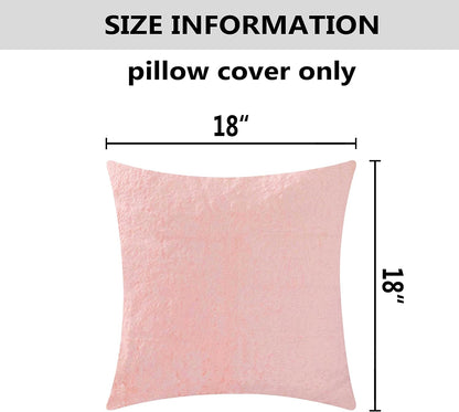 Blush Fur Pillow Covers 18x18 Faux Lambskin Fur Pink Pillow Cover Bedroom Accent Throw Pillows for Couch Sofa Bed, 1 Pc, 18 x 18 Inches, Pink