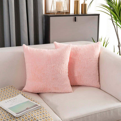 Blush Fur Pillow Covers 18x18 Faux Lambskin Fur Pink Pillow Cover Bedroom Accent Throw Pillows for Couch Sofa Bed, 1 Pc, 18 x 18 Inches, Pink