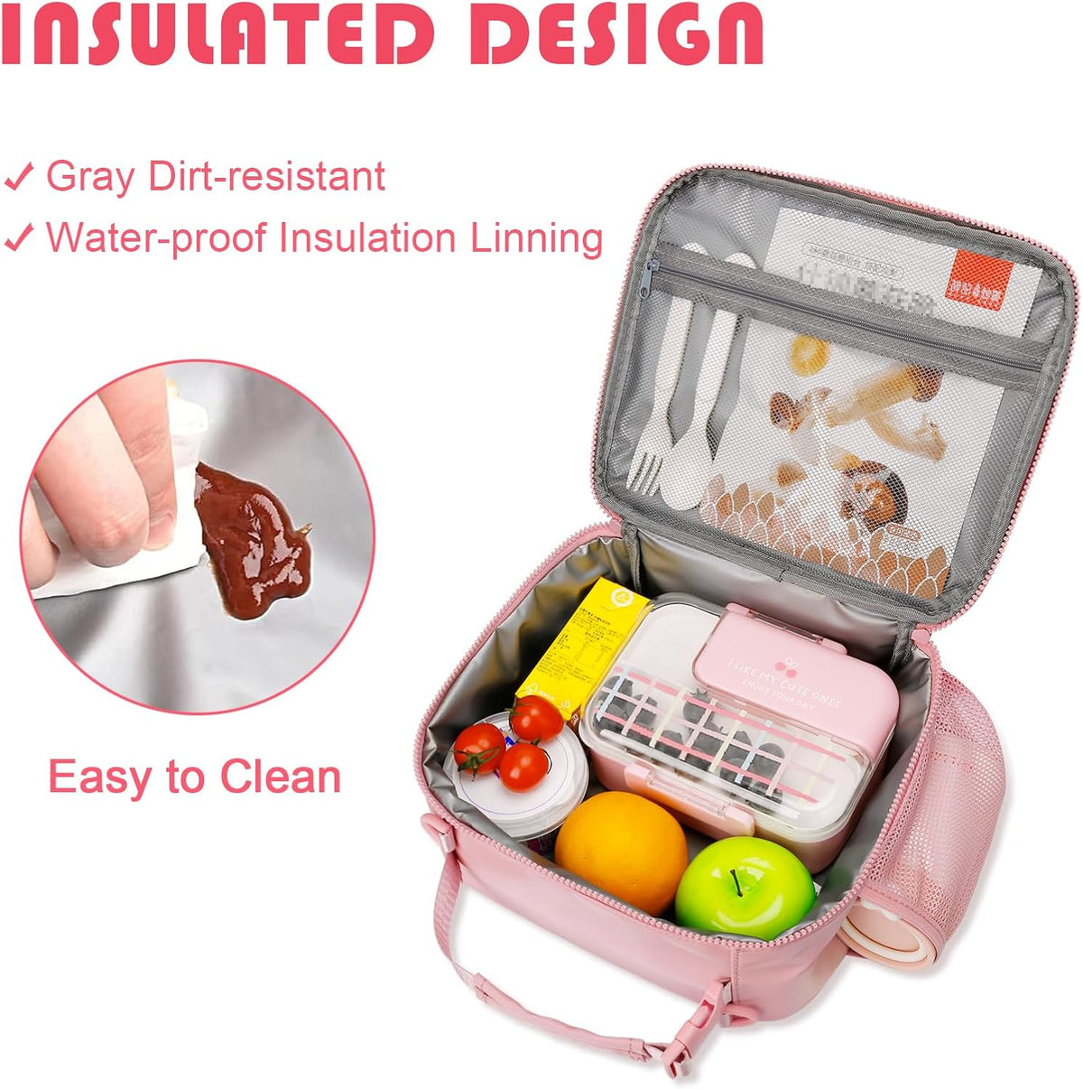 Kids Lunch Box Large Initial Insulated Lunch Bag for Girls