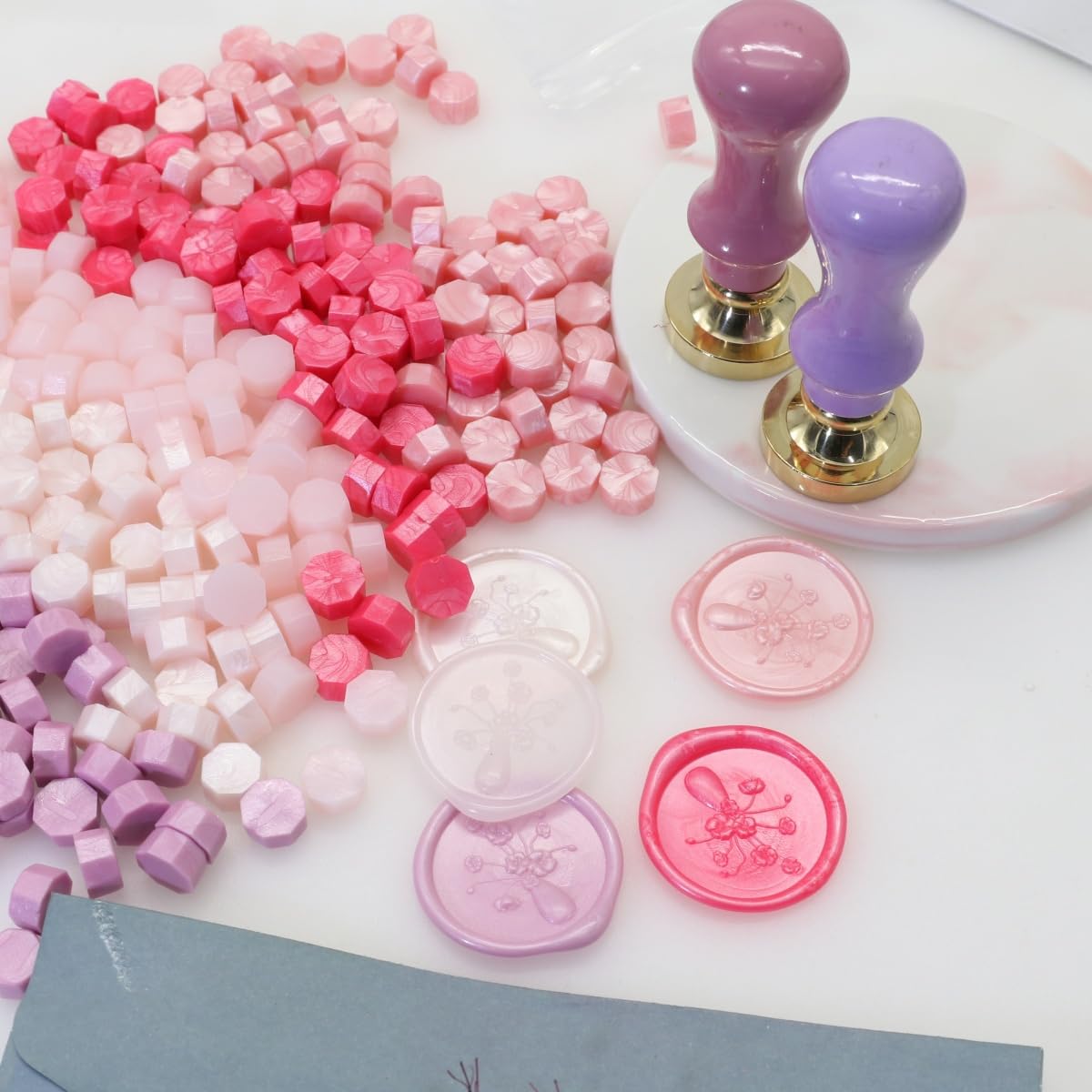 250Pcs Pink Mix Sealing Wax Beads for WaxSeal Stamp, Green WaxSeal Beads Set with 5 Colors Perfect for Gift Sealing, Letter Wax Sealing (250, Pink Mix)