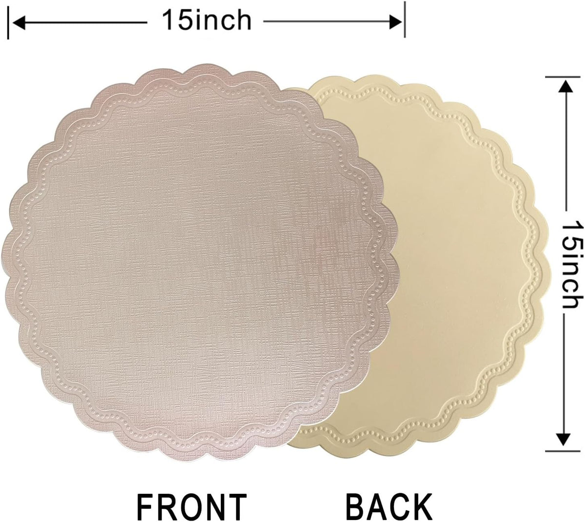 Round Placemats, Champagne Pink, Set of 6, 15 Inches, Flower Shape