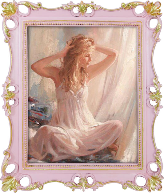 8x10 Picture Frame for Wall and Table-top, Vintage Picture Frames 8x10, Rococo Style Pink Photo Display Portrait or Landscape Orientation