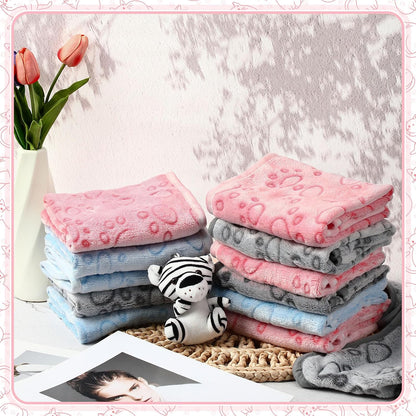 12 Pcs Puppy Blanket for Cat, 30 X 20 Inch Pink,Gray,Blue