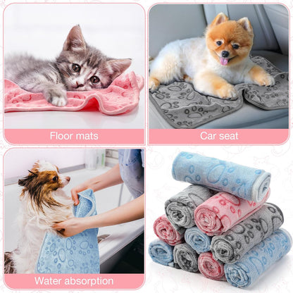 12 Pcs Puppy Blanket for Cat, 30 X 20 Inch Pink,Gray,Blue