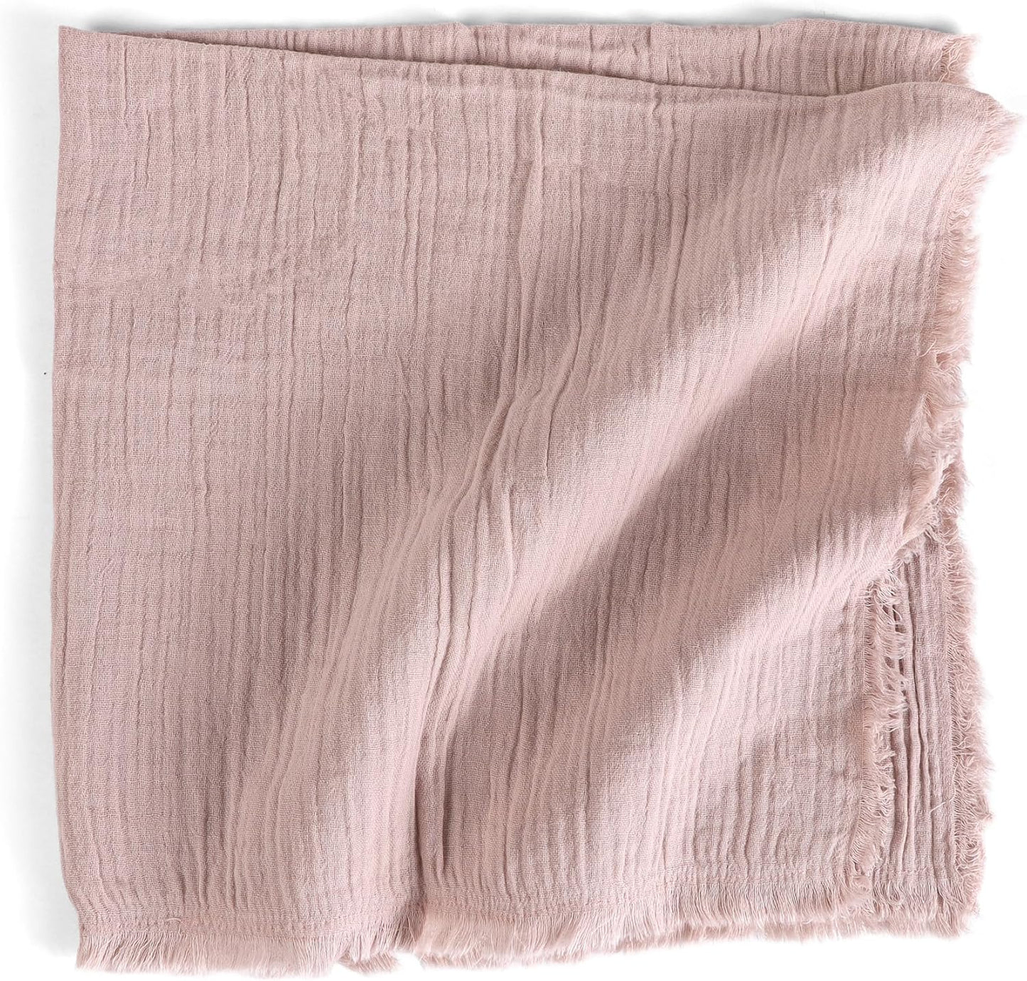 FINGERCRAFT Cloth Napkins Natural Cotton Cheesecloth Set of 12 Premium Fringe Design Dinner Napkin Soft Durable Ideal for Dining Room, Restaurant, Weddings Events Washable Good Absorbency Peach