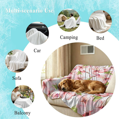 40"x60" Lap Cooling Blanket Pink Peach Blossom Ice Silk Lightweight Breathable Soft Summer Blanket for Hot Sleepers Couch Bed Sofa Camping Spring Flowers