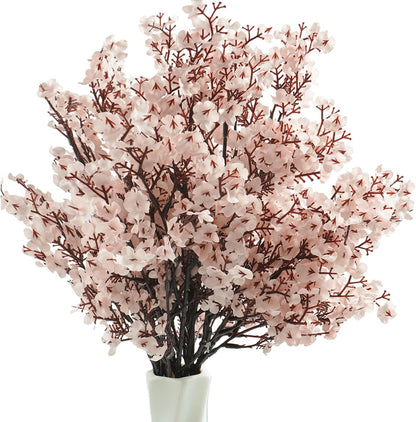 Pink Cherry Blossom Branches Artificial Flowers for Vase,10 Bundles Babys Breath Fake Silk Flower Bulk,Faux Gypsophila for Office Wedding Outdoor Indoor Table Centerpiece Party Home Decor