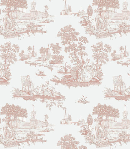 Pink Toile Peel and Stick Wallpaper Vintage Contact Paper Self Adhesive Waterproof Removable French Wall Paper for Cabinets Shelf Drawer Bedroom Bathroom 17.3''x78.7''