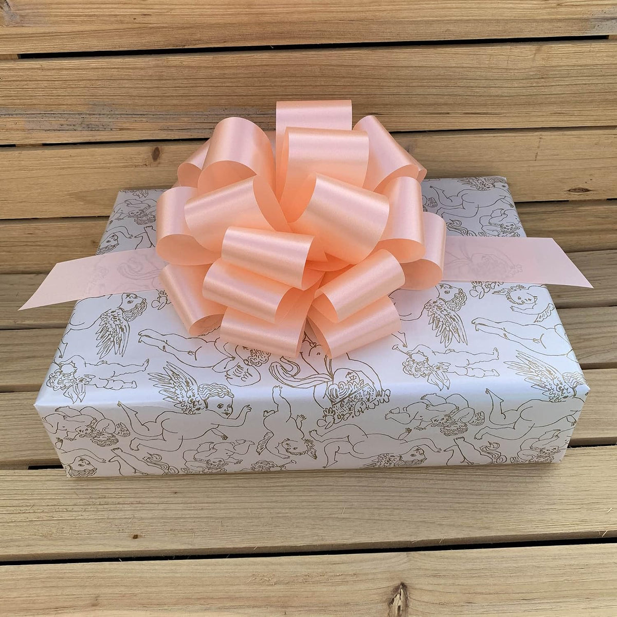 Large Peach Ribbon Pull Bows - 9" Wide, Set of 6, Fall