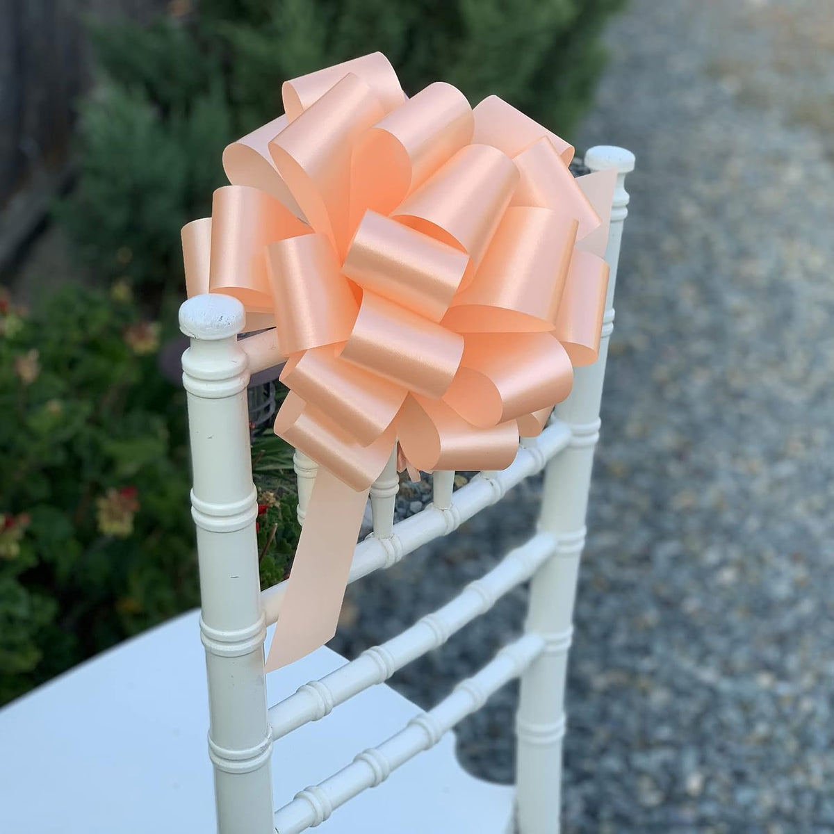 Large Peach Ribbon Pull Bows - 9" Wide, Set of 6, Fall
