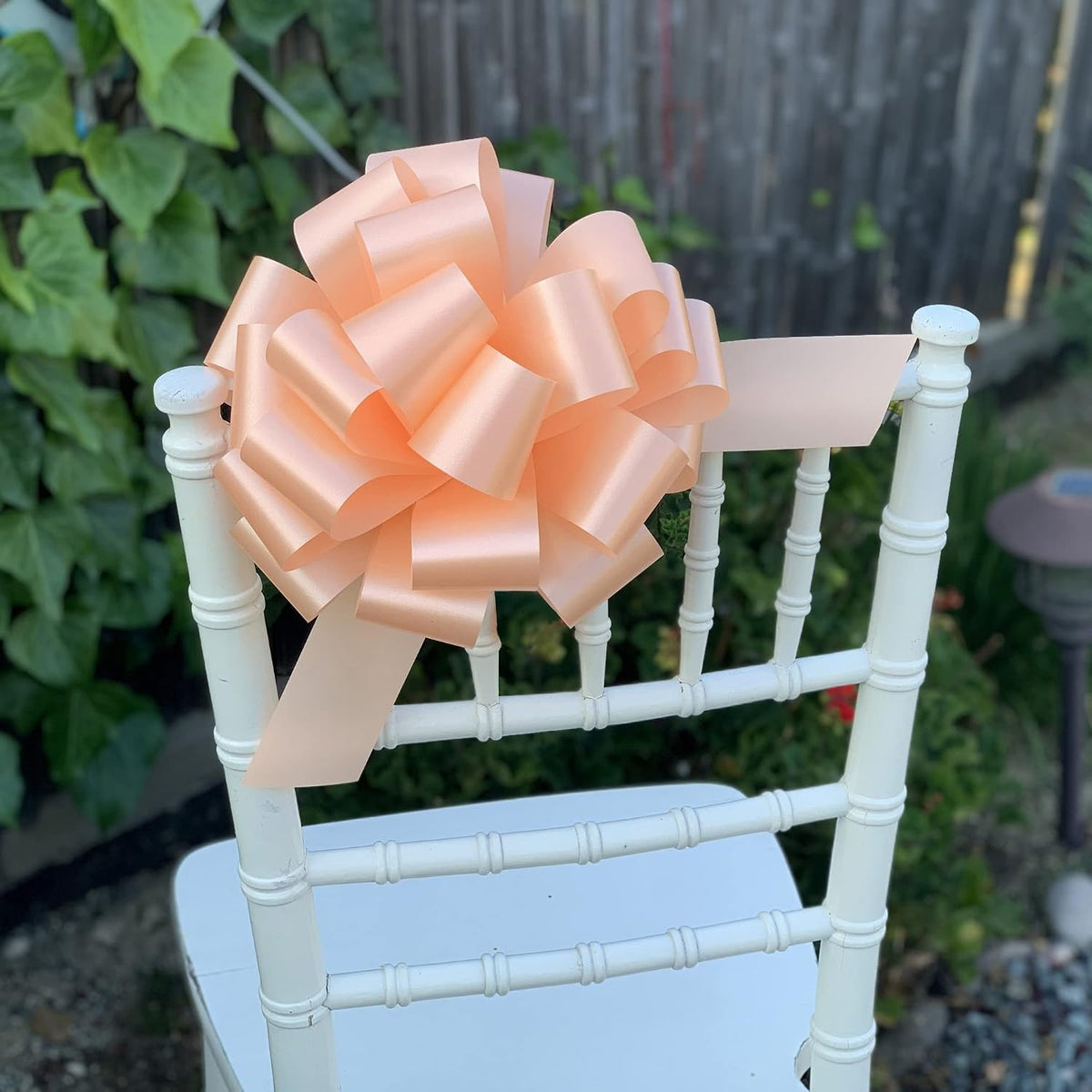 Large Peach Ribbon Pull Bows - 9" Wide, Set of 6, Fall