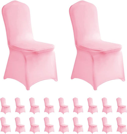 LZY 20pcs Spandex Chair Cover Stretch Slipcovers for Wedding Party, Dining Banquet Chair Decoration Covers (Pink, 20)