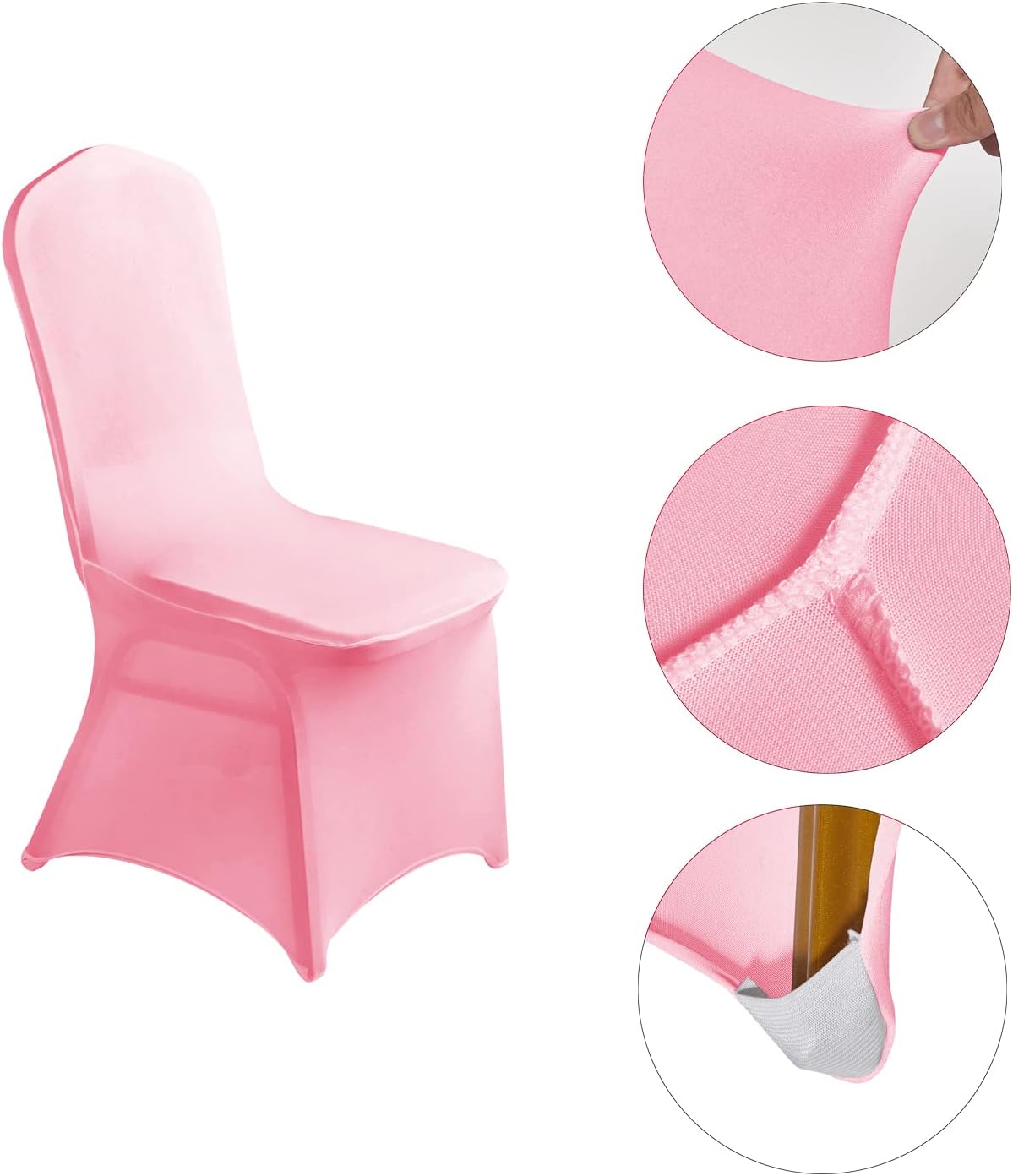LZY 20pcs Spandex Chair Cover Stretch Slipcovers for Wedding Party, Dining Banquet Chair Decoration Covers (Pink, 20)