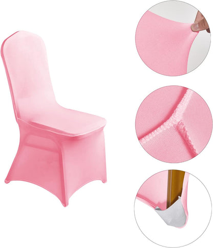 LZY 20pcs Spandex Chair Cover Stretch Slipcovers for Wedding Party, Dining Banquet Chair Decoration Covers (Pink, 20)