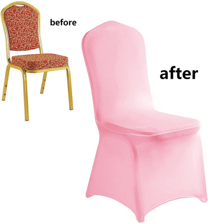 LZY 20pcs Spandex Chair Cover Stretch Slipcovers for Wedding Party, Dining Banquet Chair Decoration Covers (Pink, 20)