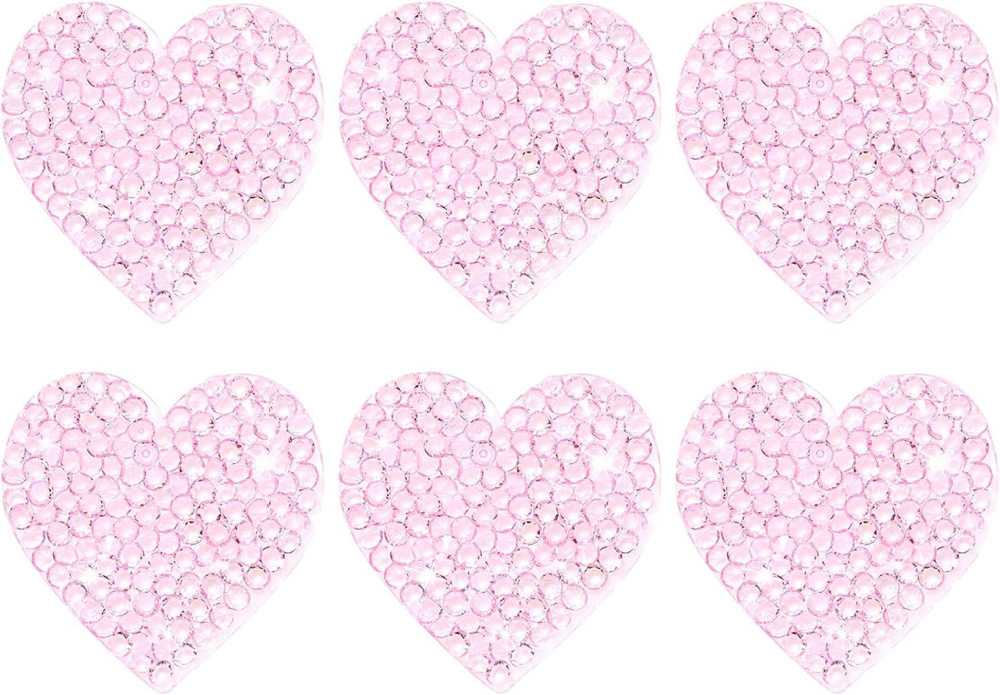 6-Pack Rhinestone Heart Iron-on Patches 3.5cm Light Pink Adhesive Appliques Rhinestone Glitters Heart Patches for DIY Crafts/Clothing Repairing/Shoes/Bag/Hat