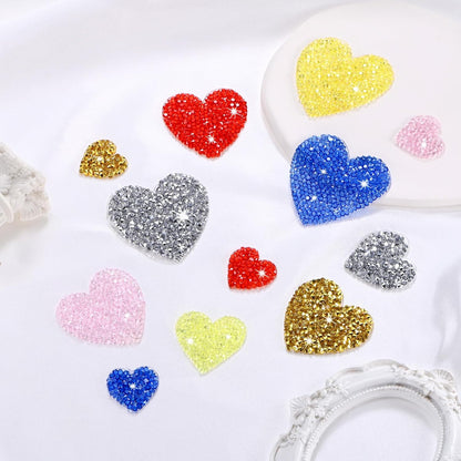 6-Pack Rhinestone Heart Iron-on Patches 3.5cm Light Pink Adhesive Appliques Rhinestone Glitters Heart Patches for DIY Crafts/Clothing Repairing/Shoes/Bag/Hat