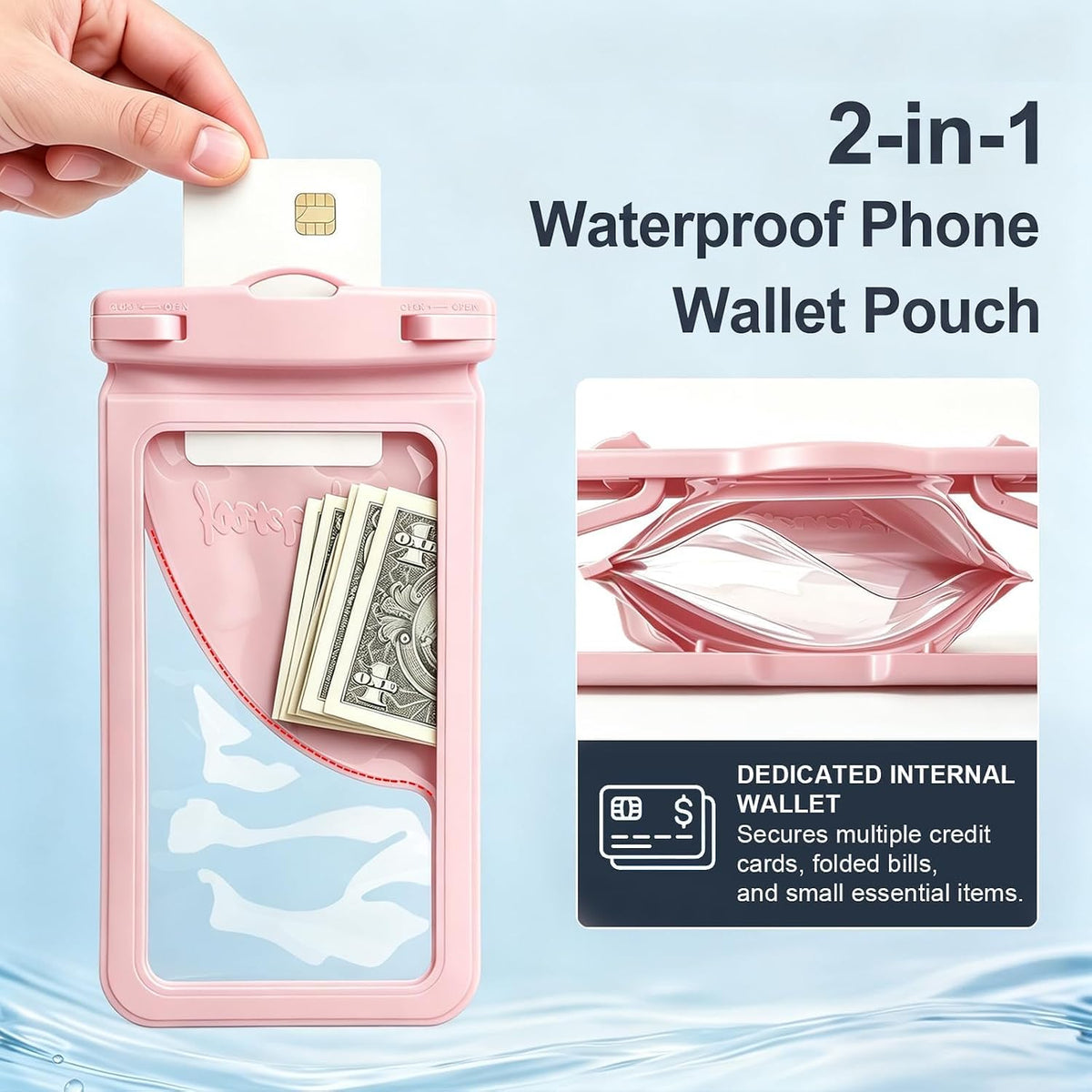 Waterproof Phone Pouch for iPhone 17 16 15 Pro Max IPX8 Pink-8.3
