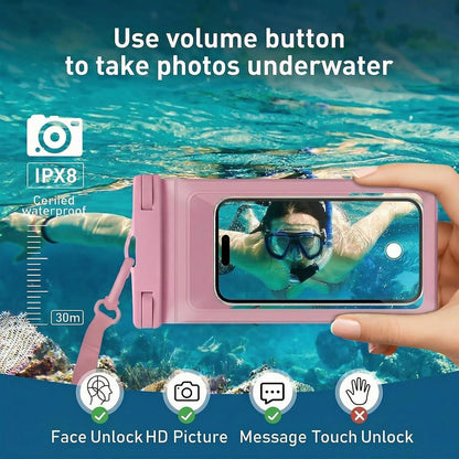 Waterproof Phone Pouch for iPhone 17 16 15 Pro Max IPX8 Pink-8.3