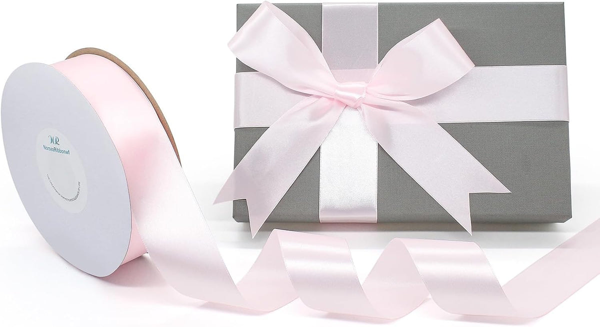 1-1/2 Inch x 100 Yards Pink Satin Ribbon for Gift Wrapping, Wedding Bows, Valentine's Day Decor, Crafts & Christmas Decorations